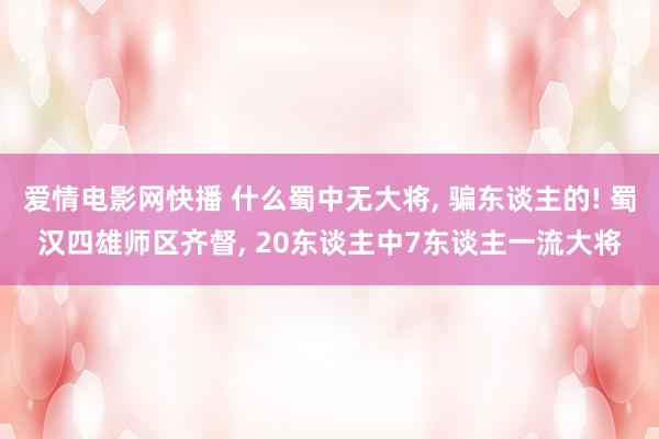 爱情电影网快播 什么蜀中无大将， 骗东谈主的! 蜀汉四雄师区齐督， 20东谈主中7东谈主一流大将