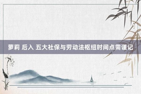 萝莉 后入 五大社保与劳动法枢纽时间点需谨记
