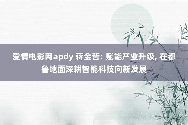 爱情电影网apdy 蒋金哲: 赋能产业升级， 在都鲁地面深耕智能科技向新发展